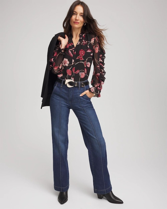 Georgette Celtic Blooms Blouse - image 4